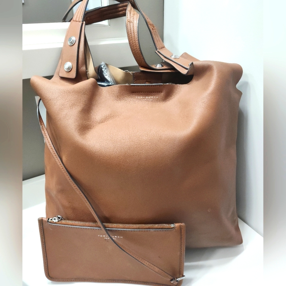 Tory Burch Tan Leather Tote with Pouch